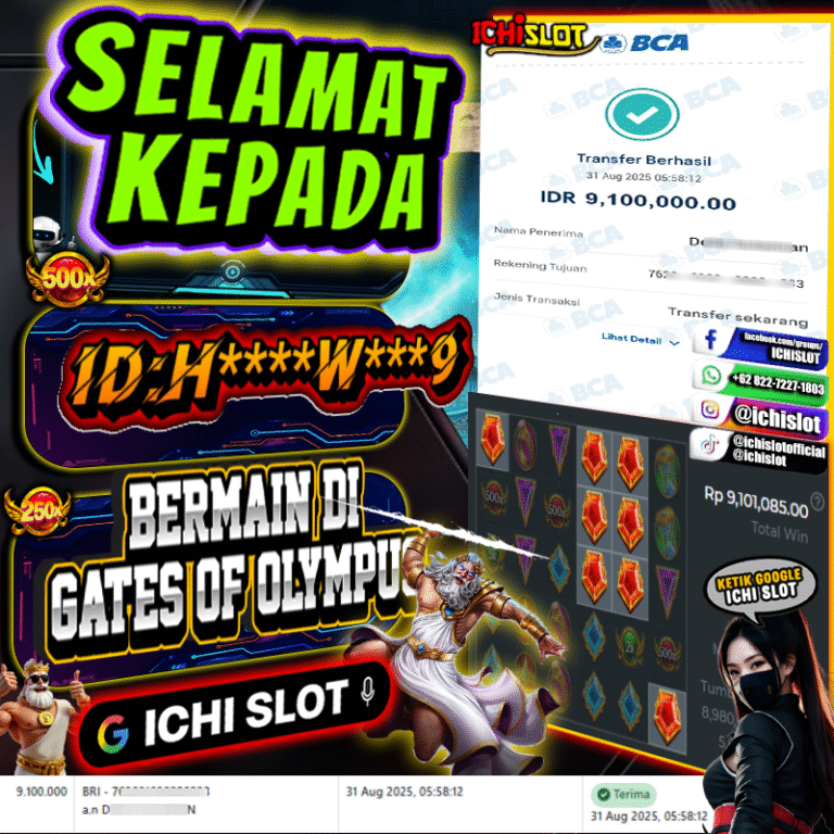 ICHISLOT JACKPOT GATES OF OLYMPUS Rp.9.100.000,- LUNAS