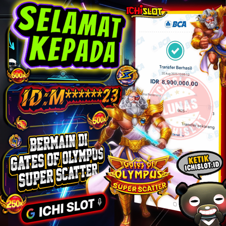 ICHISLOT JACKPOT GATES OF OLYMPUS SUPER SCATTER Rp.8.900.000,- LUNAS