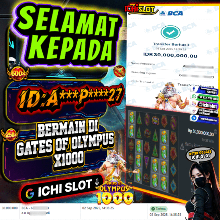 ICHISLOT JACKPOT GATES OF OLYMPUS X1000 Rp.30.000.000,- LUNAS