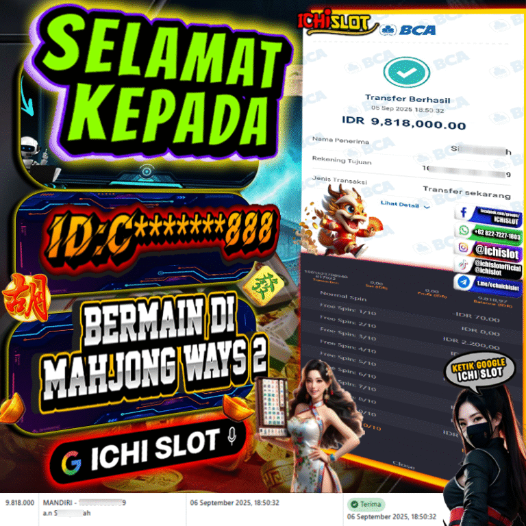 ICHISLOT JACKPOT MAHJONG WAYS 2 Rp.9.818.000,- LUNAS