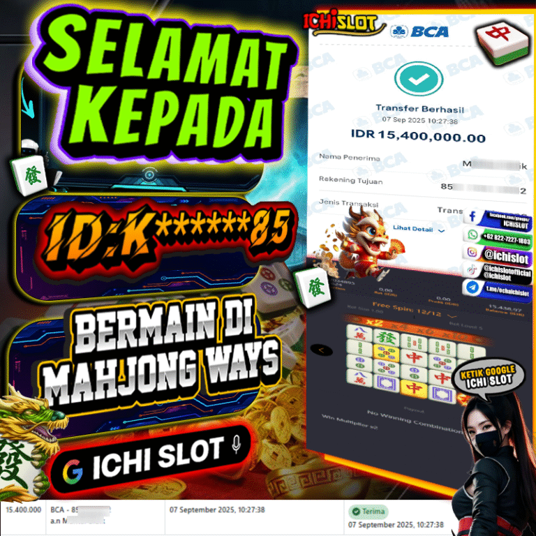 ICHISLOT JACKPOT MAHJONG WAYS Rp.15.400.000,- LUNAS