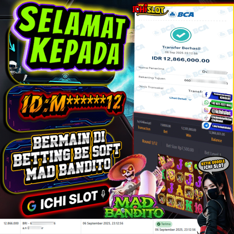 ICHISLOT JACKPOT BETTING BE SOFT MAD BANDITO Rp.12.866.000,- LUNAS