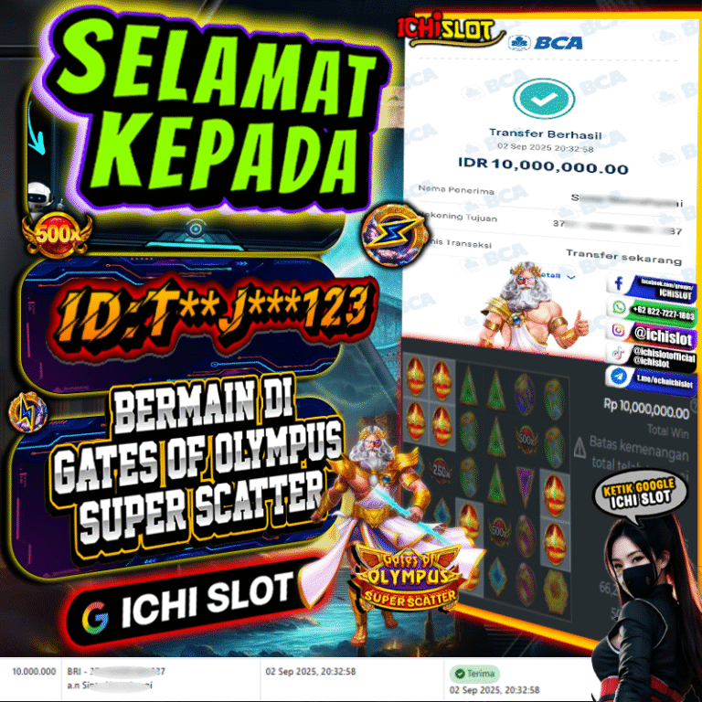 ICHISLOT JACKPOT GATES OF OLYMPUS SUPER SCATTER Rp.10.000.000,- LUNAS